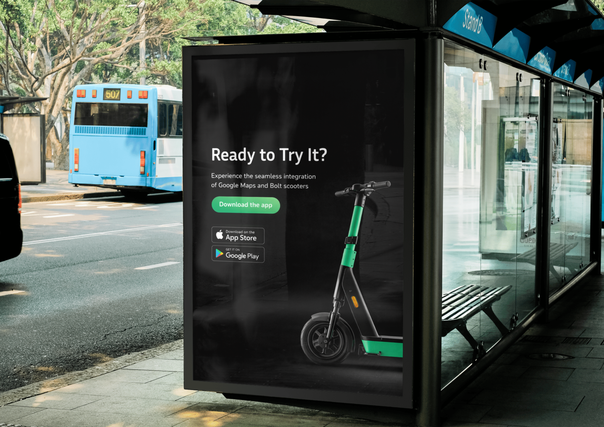 Bolt Scooter Outdoor Mockup